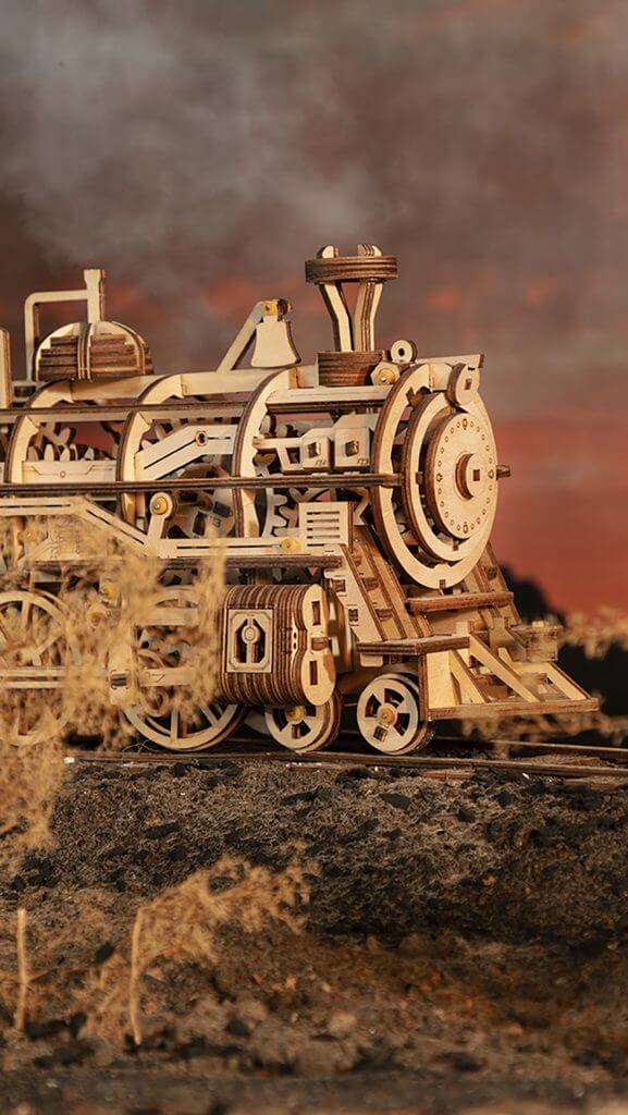 Rokr Locomotive Steam Train Mechanical Gears LK701 3D Wooden Puzzle NEW  SEALED