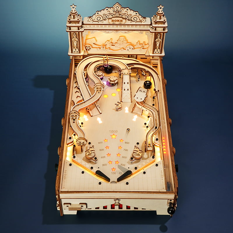 ROKR 3D Pinball Machine 3D Wooden Puzzle, Pinball Game